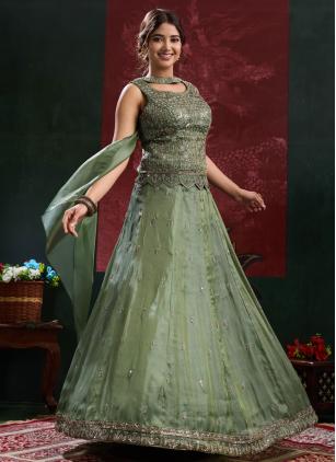 
                      Green Imported Beads Work Designer Lehenga Choli