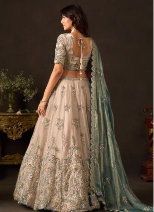 
                      Engagement Cream Fandy Dori Work Lehenga Choli