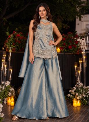 Grey Kanjivaram Silk Beads Salwar Kameez