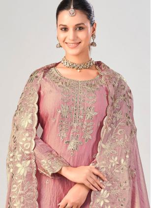 
                      Adorable Pink Embroidered Fandy Readymade Salwar Kameez