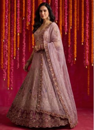 
                      Pink Net Beads Embroidered Trendy Lehenga Choli