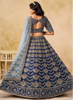 
                      Blue Sequins Embroidered Art Silk Trendy Lehenga Choli