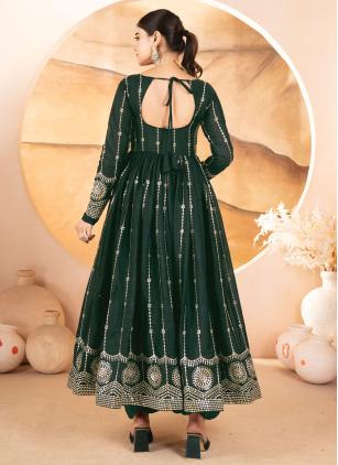 
                      Ceremonial Green Embroidered Anarkali Salwar Kameez