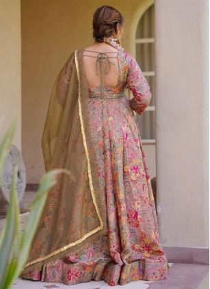 
                      Digital Print Silk Multi Colour Readymade Plus Size Gown