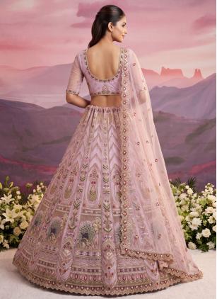 
                      Embroidered Lavender Net Trendy Lehenga Choli
