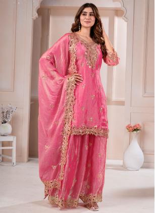 
                      Fandy Silk Embroidered Pink Trendy Salwar Kameez
