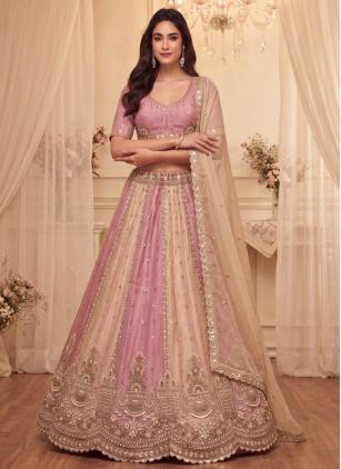 
                      Multi Colour Silk Embroidered Beads Engagement Lehenga Choli