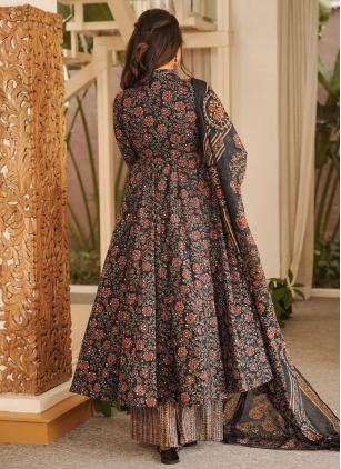 
                      Plus Size Muslin Digital Print Black Trendy Salwar Kameez
