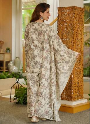 
                      Cotton Off White Patiala Salwar Kameez with Digital Print