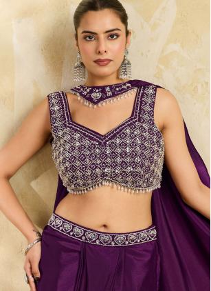 
                      Purple Cut Dana Work Designer Lehenga Choli