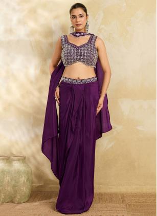 
                      Purple Cut Dana Work Designer Lehenga Choli