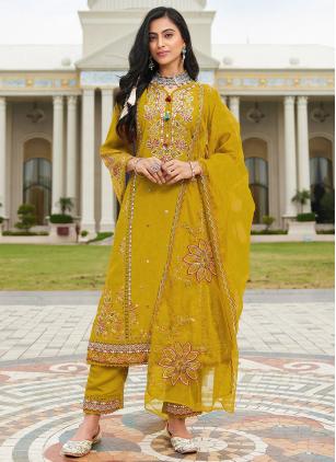 
                      Cotton Embroidered Mustard Salwar suit
