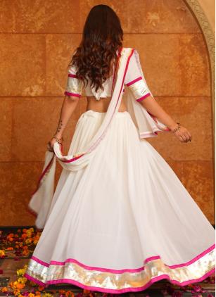 
                      Amazing White Faux Georgette Festival Lehenga Choli