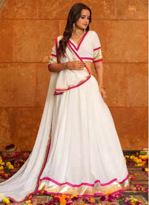 
                      Amazing White Faux Georgette Festival Lehenga Choli