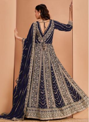 
                      Amazing Faux Georgette Embroidered Blue Salwar Suit