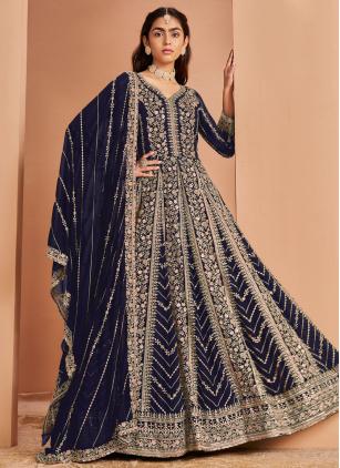 
                      Amazing Faux Georgette Embroidered Blue Salwar Suit