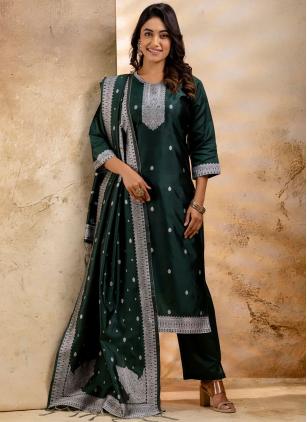 
                      Green Blended Cotton Trendy Salwar Kameez