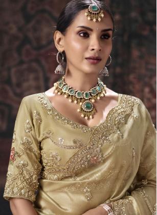 
                      Kanjivaram Silk Beads Gold Contemporary Saree