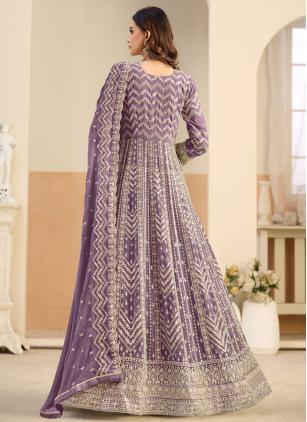 
                      Amazing Lavender Faux Georgette Embroidered Salwar suit