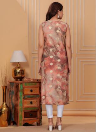 
                      Multi Colour Digital Print Silk Casual Kurti