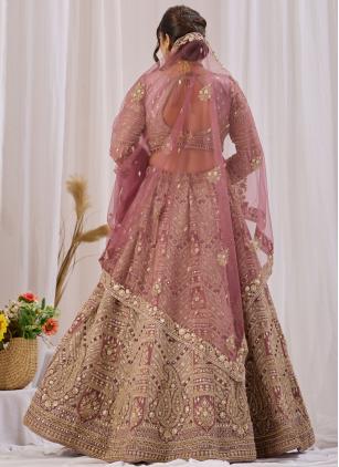 
                      Wedding Net Embroidered Mauve Designer Lehenga Choli