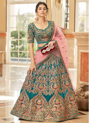 
                      Morpeach Sequins Embroidered Velvet Trendy Lehenga Choli