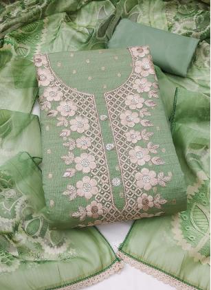 
                      Attractive Casual Green Embroidered Salwar Kameez