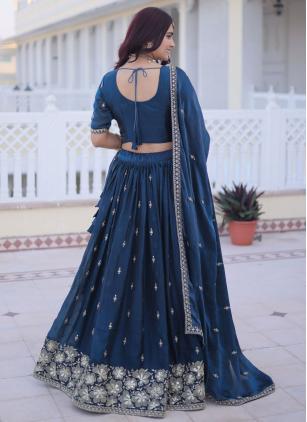 
                      Attractive Ceremonial Blue Fandy Lehenga Choli