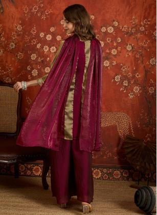 
                      Fandy Embroidered Maroon Palazzo Salwar Kameez