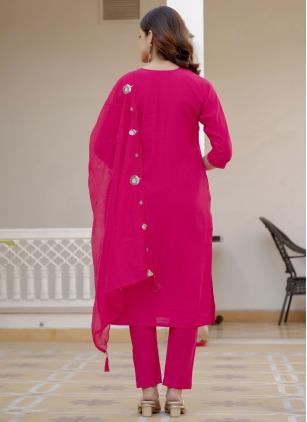 
                      Attractive Silk Pink Embroidered Pant Style Suit