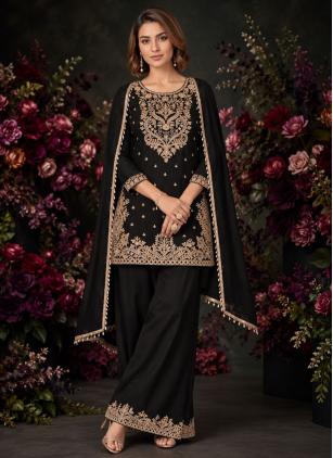 
                      Black Beads Work Palazzo Salwar Kameez For Eid