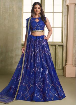 
                      Blue Trendy Reception Lehenga Choli