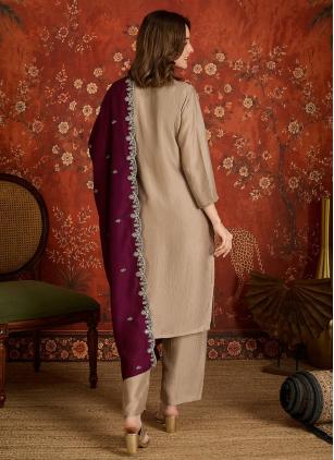 
                      Beige Embroidered Trendy Salwar Kameez