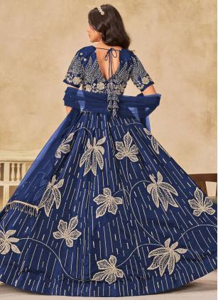 
                      Blue Art Silk Embroidered Designer Lehenga Choli
