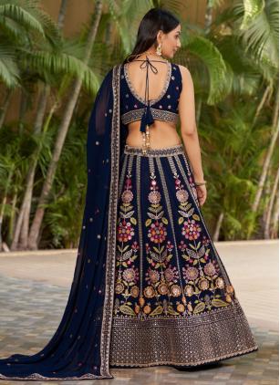 
                      Blue Dori Sequins Zari Work Georgette Lehenga Choli