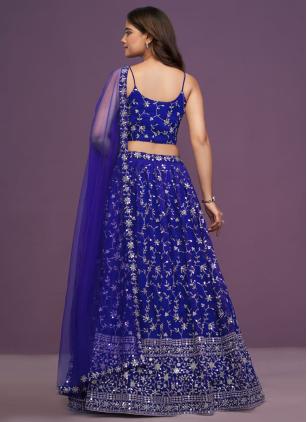 
                      Blue Georgette Designer Lehenga Choli