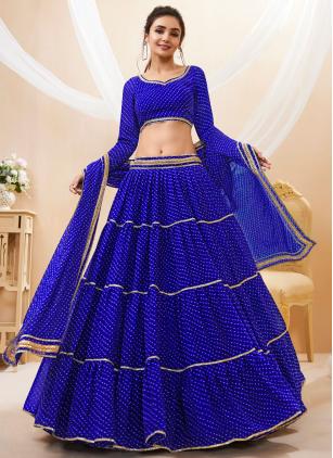 
                      Blue Lace Georgette Partywear Lehenga Choli