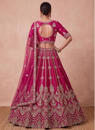 
                      Bridal Rani Silk Beads Designer Lehenga Choli