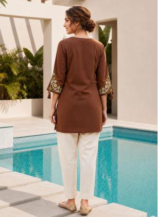 
                      Brown Rayon Casual Kurti For Women