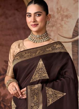 
                      Brown Ceremonial Viscose Weaving Classic Saree