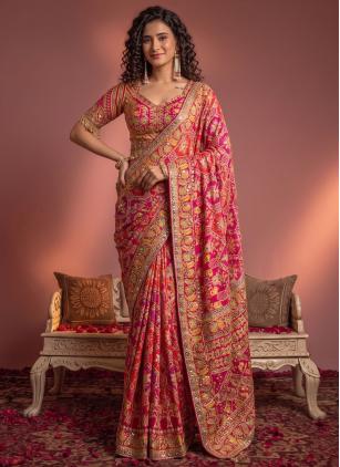 
                      Ceremonial Aari Work Faux Crepe Multi Colour Contemporary Saree