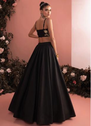 
                      Black Embroidered Readymade Lehenga Choli for Party Wear