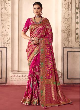 
                      Bridal Cut Work Silk Pink Contemporary Saree