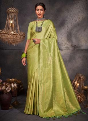 
                      Ceremonial Kanjivaram Silk Weaving Green Contemporary Saree
