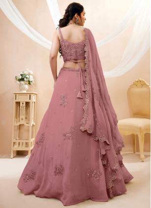 
                      Ceremonial Pink Georgette Dori Work Designer Lehenga Choli
