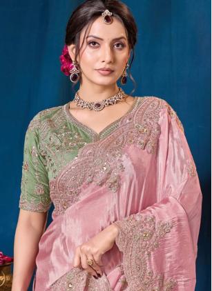 
                      Ceremonial Viscose Embroidered Pink Classic Saree