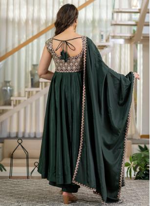 
                      Festival Green Embroidered Palazzo Salwar Kameez