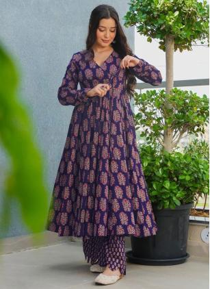 
                      Charming Purple Digital Print Party Wear Kurti