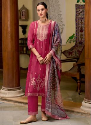 
                      Jacquard Work Viscose Rani Readymade Salwar Suit