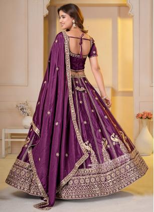 
                      Chinon Ceremonial Wine Embroidered Lehenga Choli